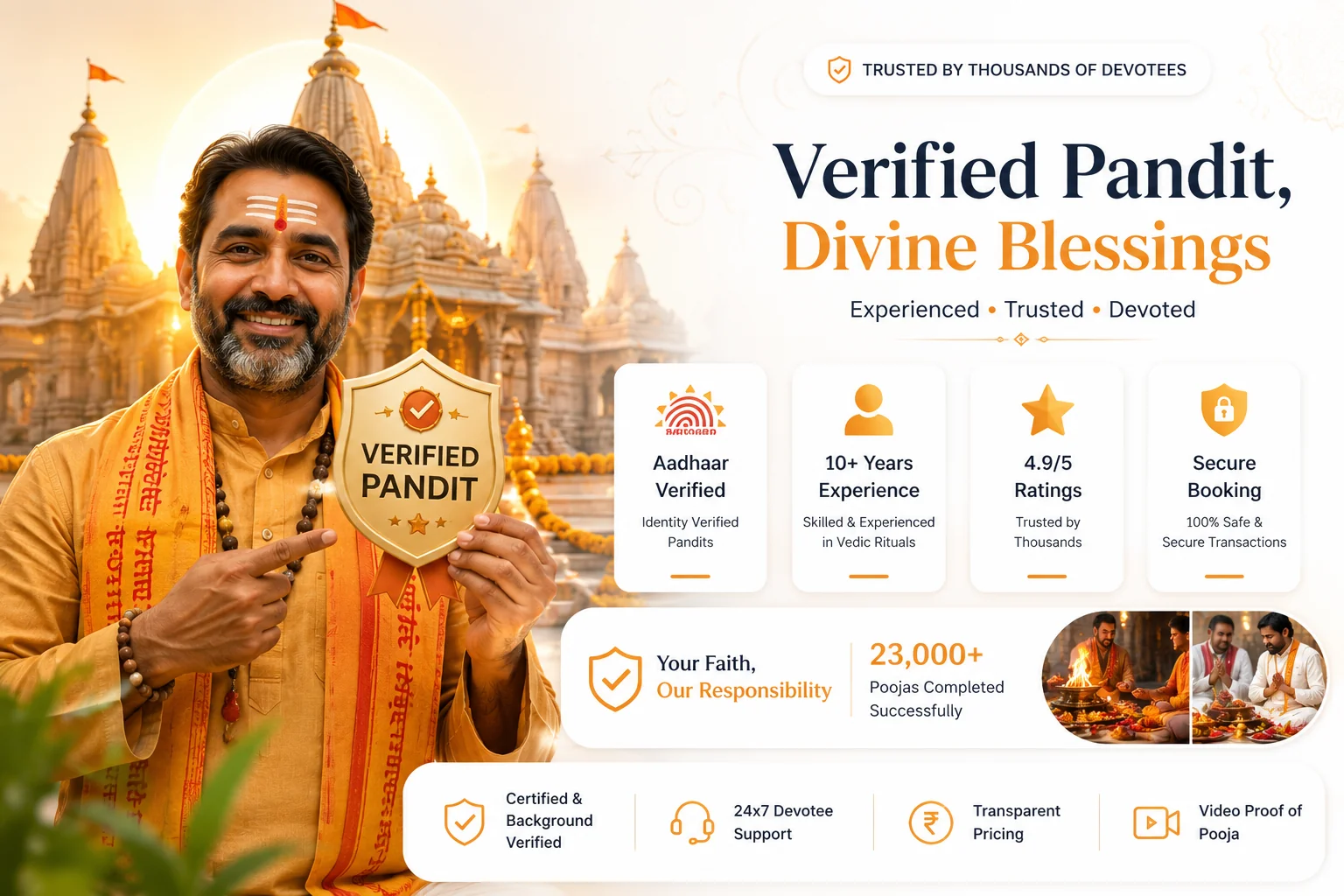 Verified acharyas of Anant Pooja who perform the Baglamukhi havan at Nalkheda